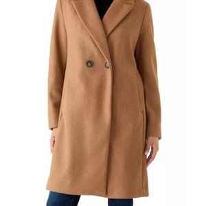 Women's Tan Double-Breasted Coat